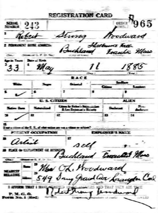 Robert Strong Woodward's Registration Card for World War I 